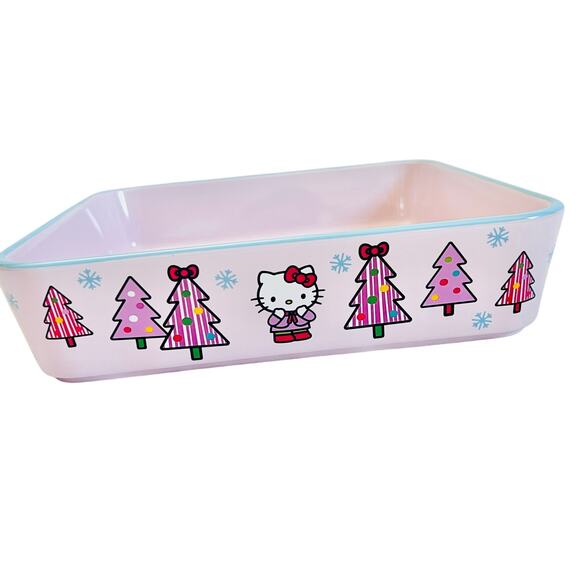 Hello Kitty Square Baking Pan 9" Christmas Ice Skates Ceramic Casserole Bakeware - Picture 4 of 7